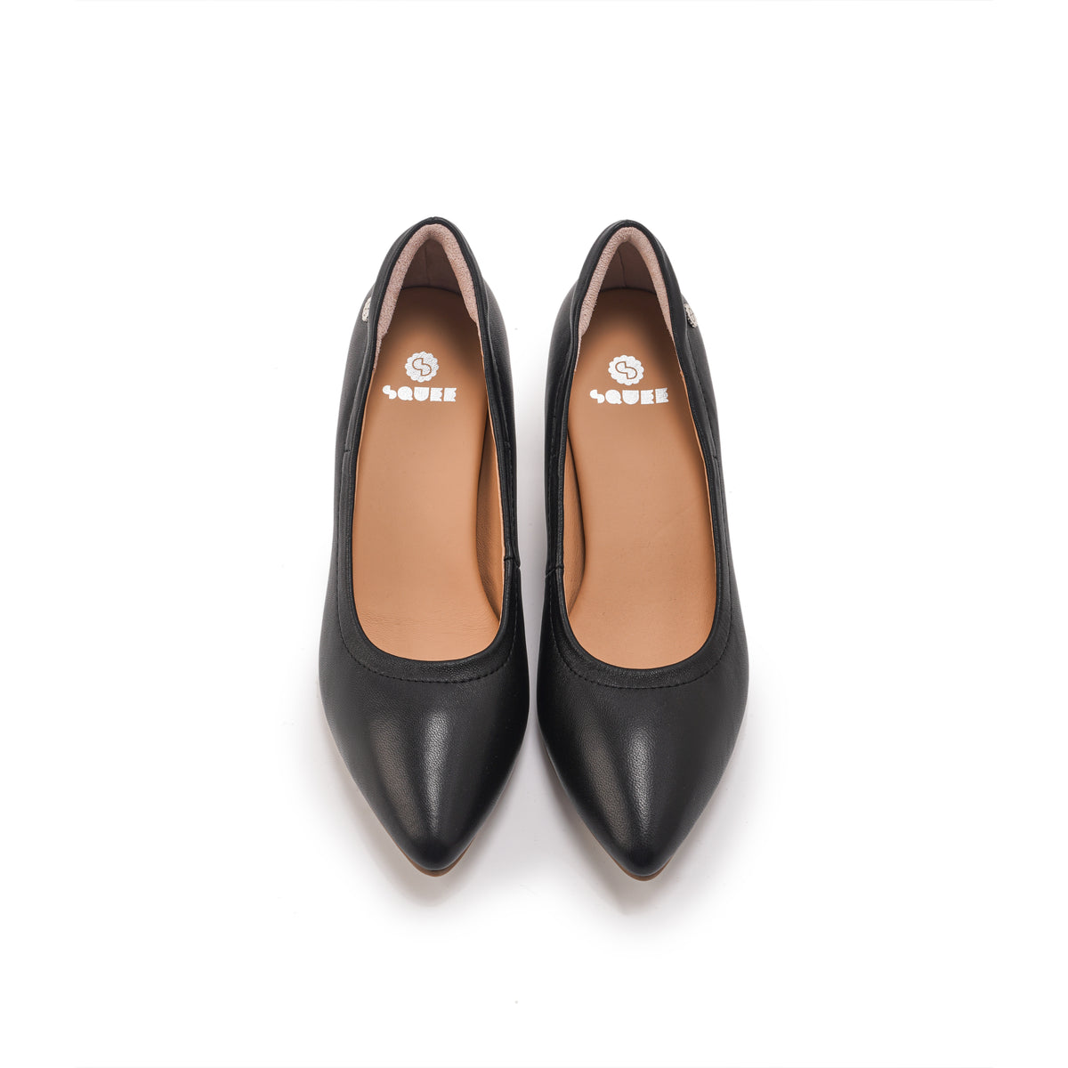 Pointed-Toe Low Heel Pumps - Black
