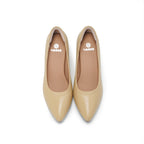 Pointed-Toe Low Heel Pumps - Nude