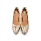 Pointed-Toe Low Heel Pumps – Gold