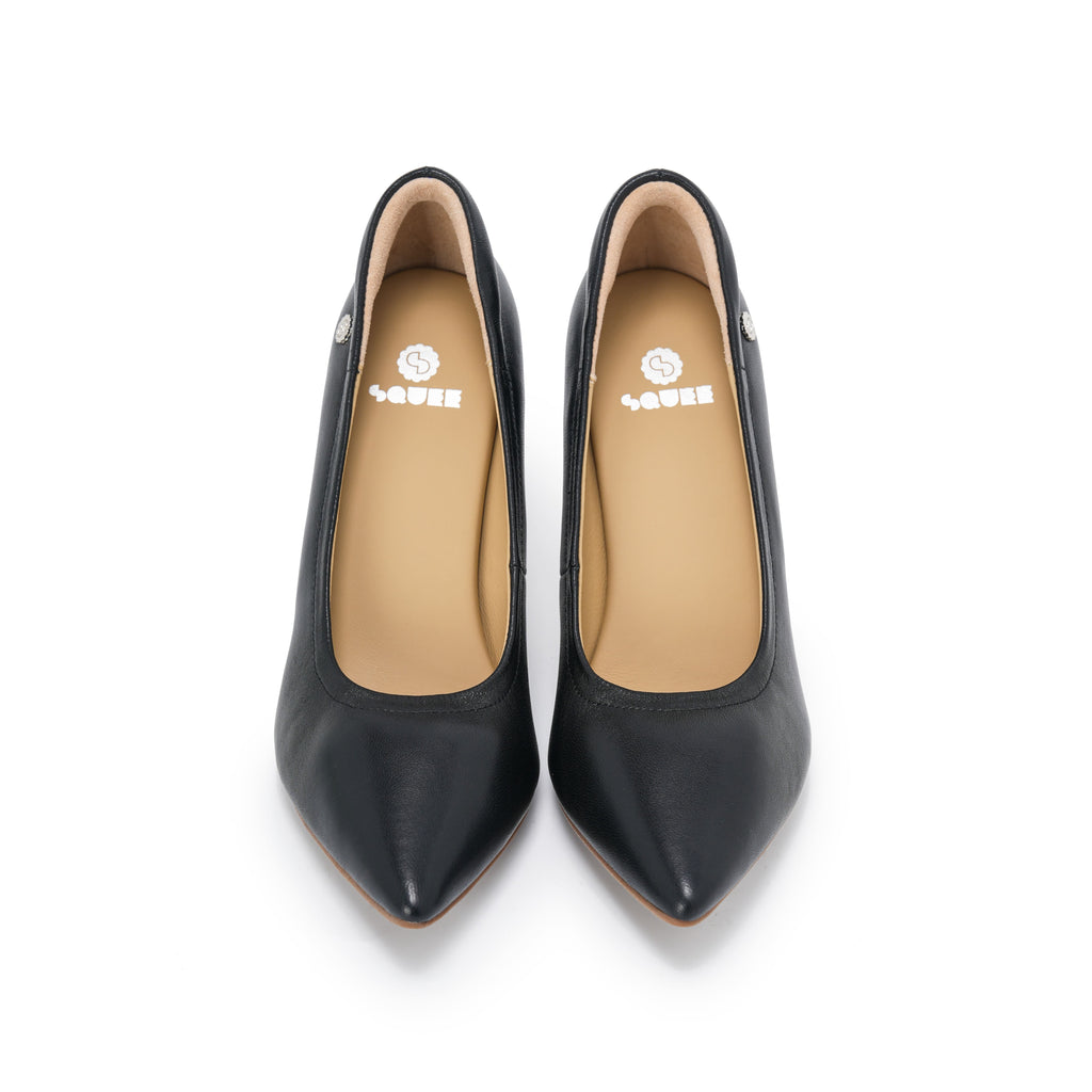 Pointed-Toe Stiletto Pumps - Black