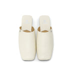 Square-Toe Slip On Mules - Ivory