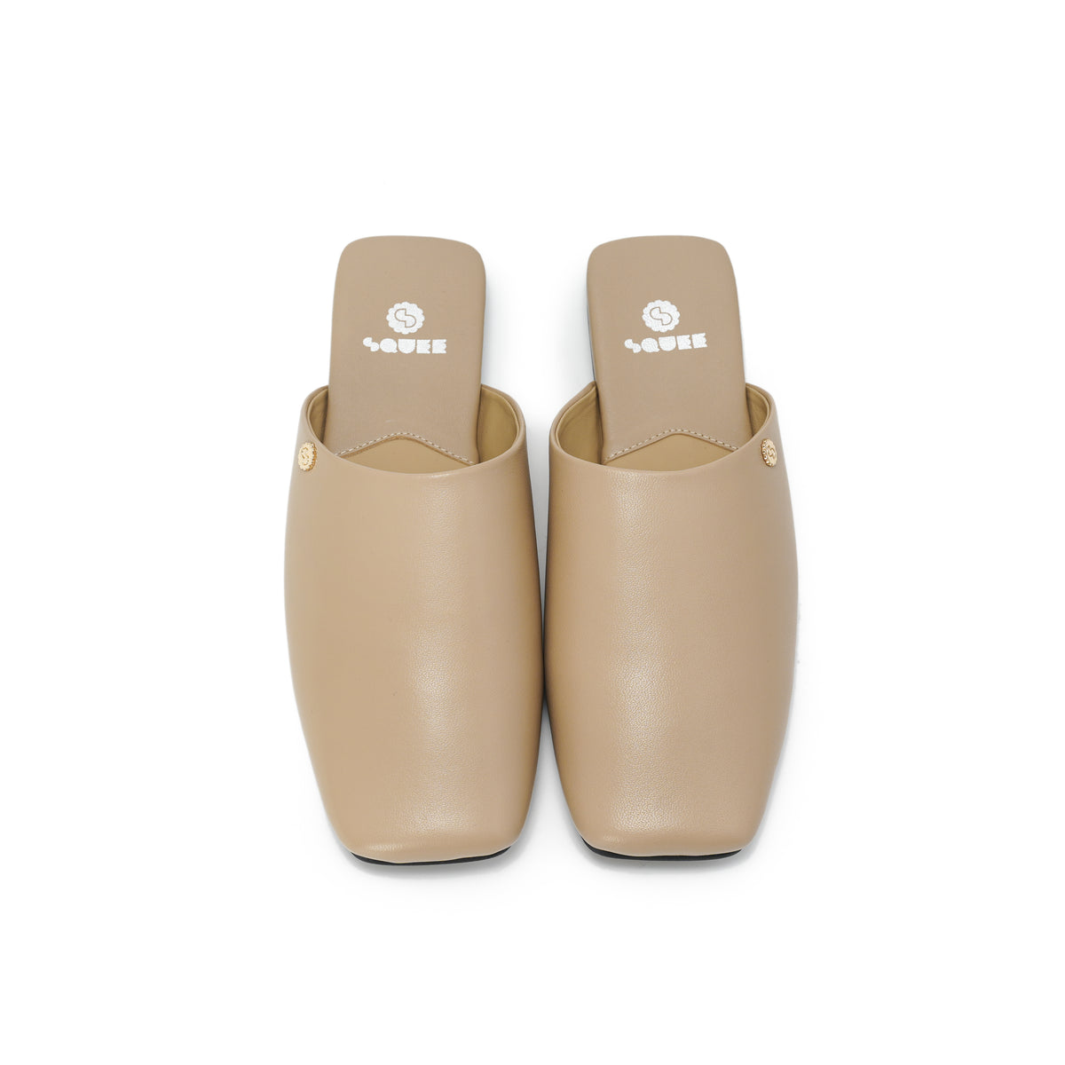 Square-Toe Slip On Mules - Nude