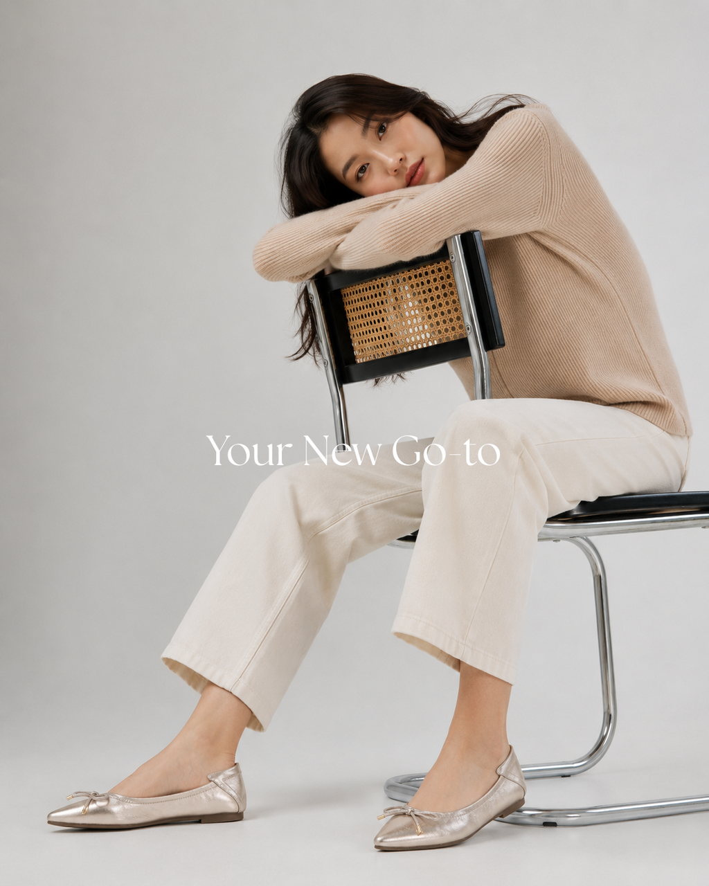 Pointed-Toe Ballet Flats - Nude