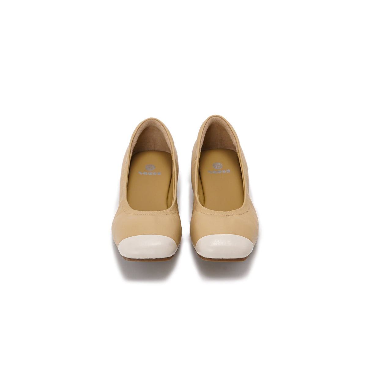 Duo Tone Square-Toe Flats - Nude
