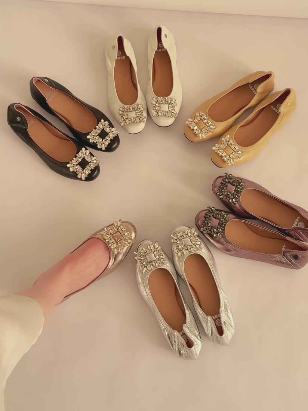 Bling Buckle Ballet Flats - White