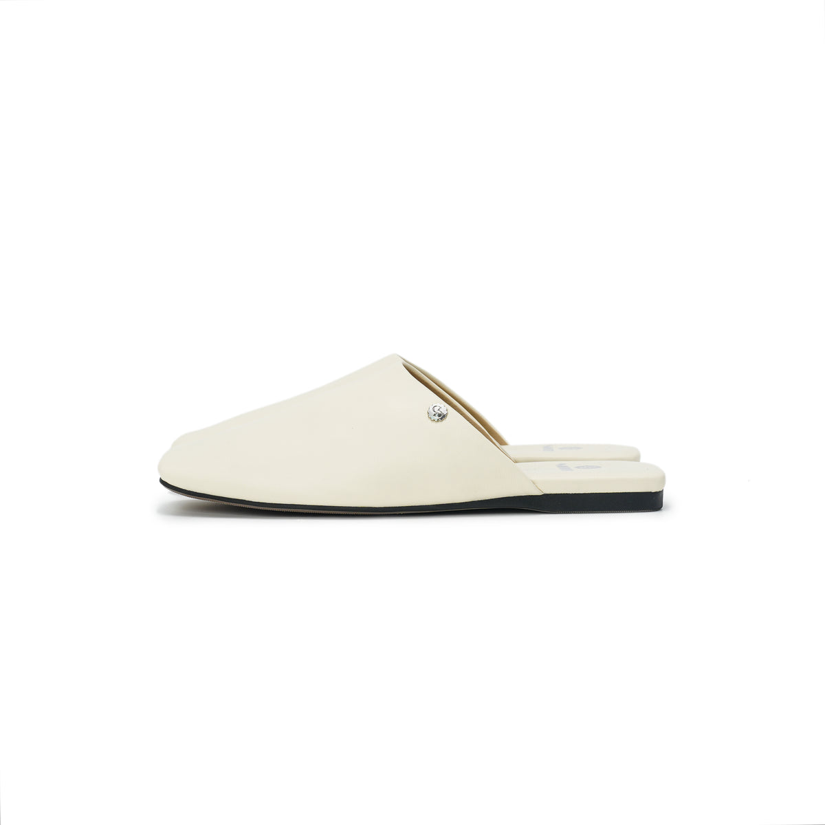 Square-Toe Slip On Mules - Ivory